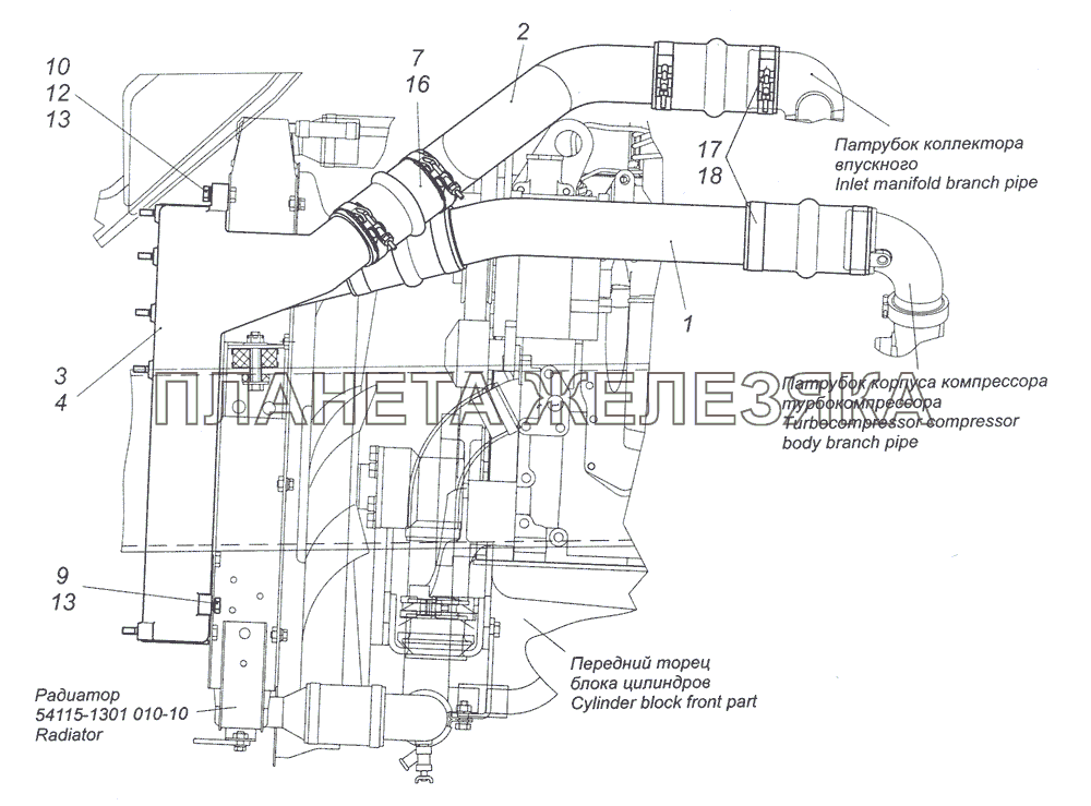 4308-1170000-01 Установка системы охлаждения наддувочного воздуха КамАЗ-4308 (2008)